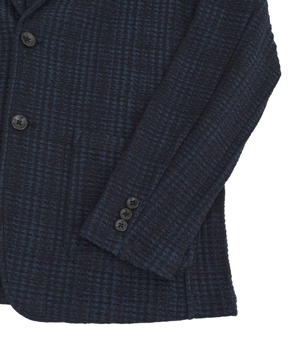 MEN'S BIGI ジャガードニット グレンチェックジャケット ネイビー