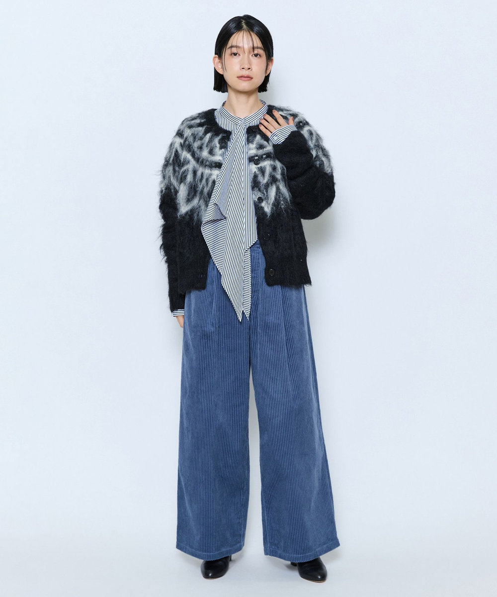feerique feerique モヘヤジャガードニットカーディガン ブラック