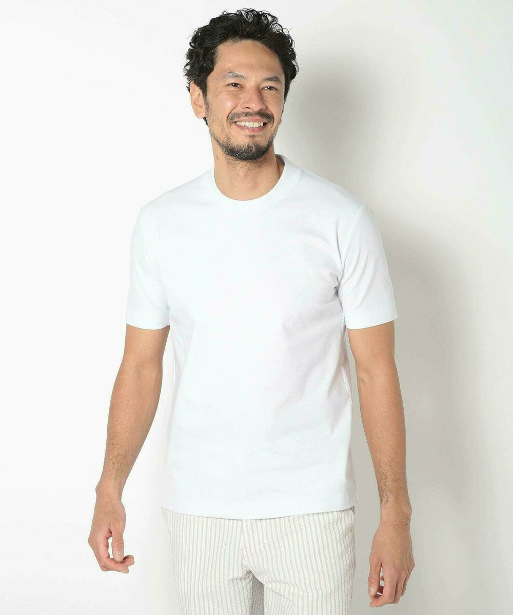 MEN'S BIGI 【ACTIVE TAILOR/アクティブテイラー】シルケットスムースクルーネックTシャツ＜接触冷感 / UVカット＞ ホワイト