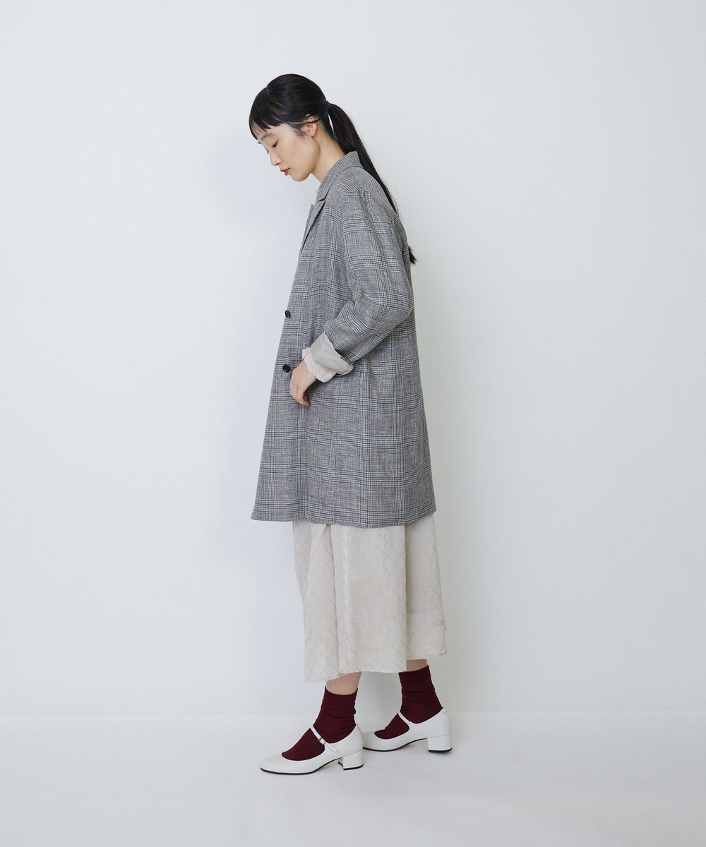 LOISIR リネンダブルブレストジャケット グレー
