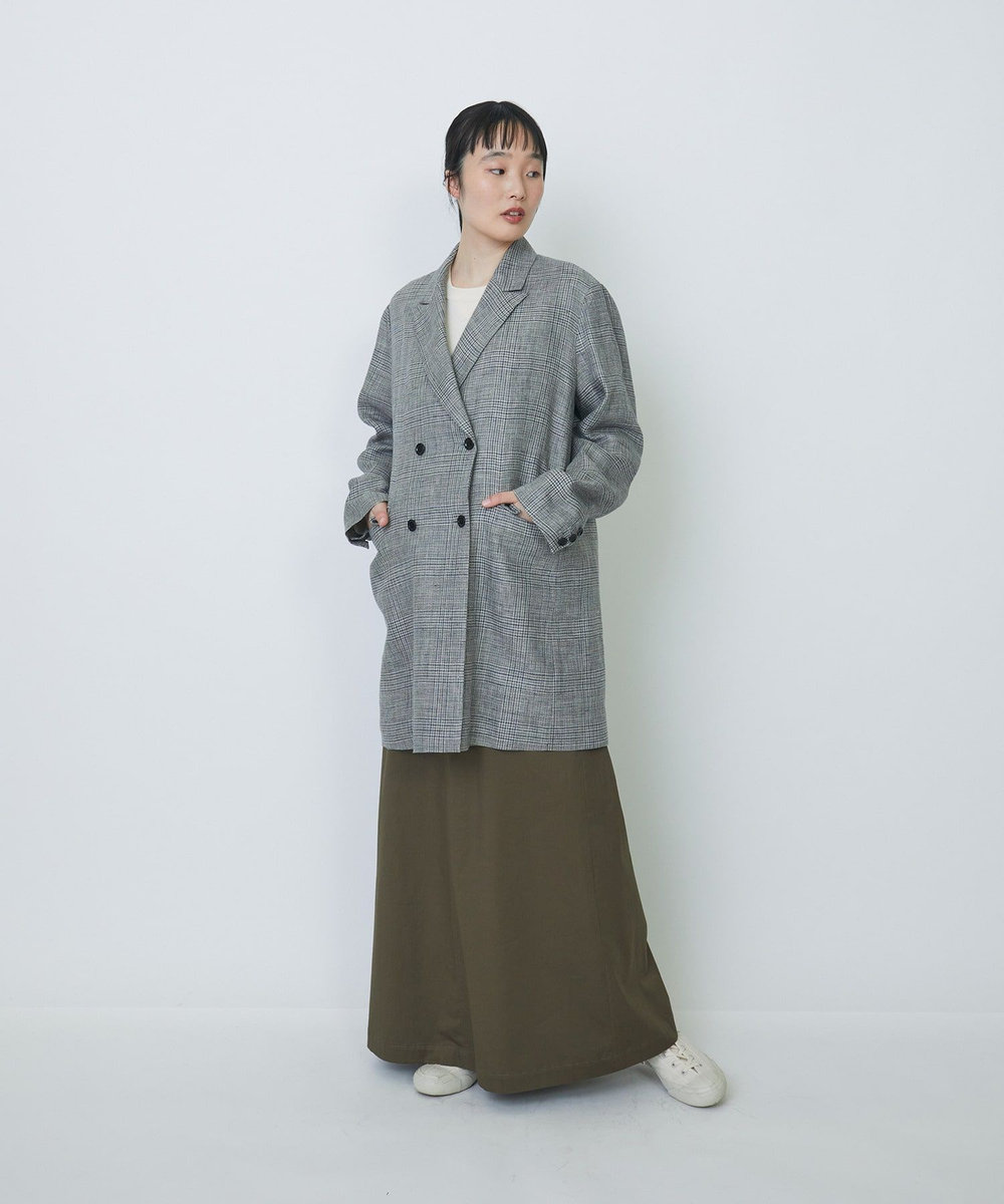 LOISIR リネンダブルブレストジャケット グレー