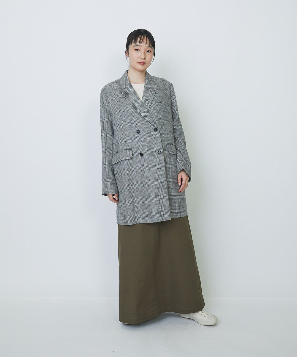 LOISIR リネンダブルブレストジャケット グレー