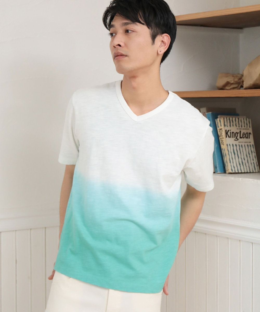 UNION STATION 20/-スラブ天竺段染めＴシャツ グリーン