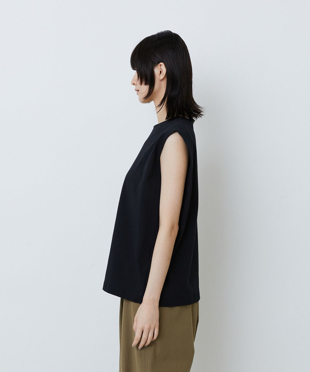 LOISIR コットン天竺ノースリーブプルオーバー ブラック