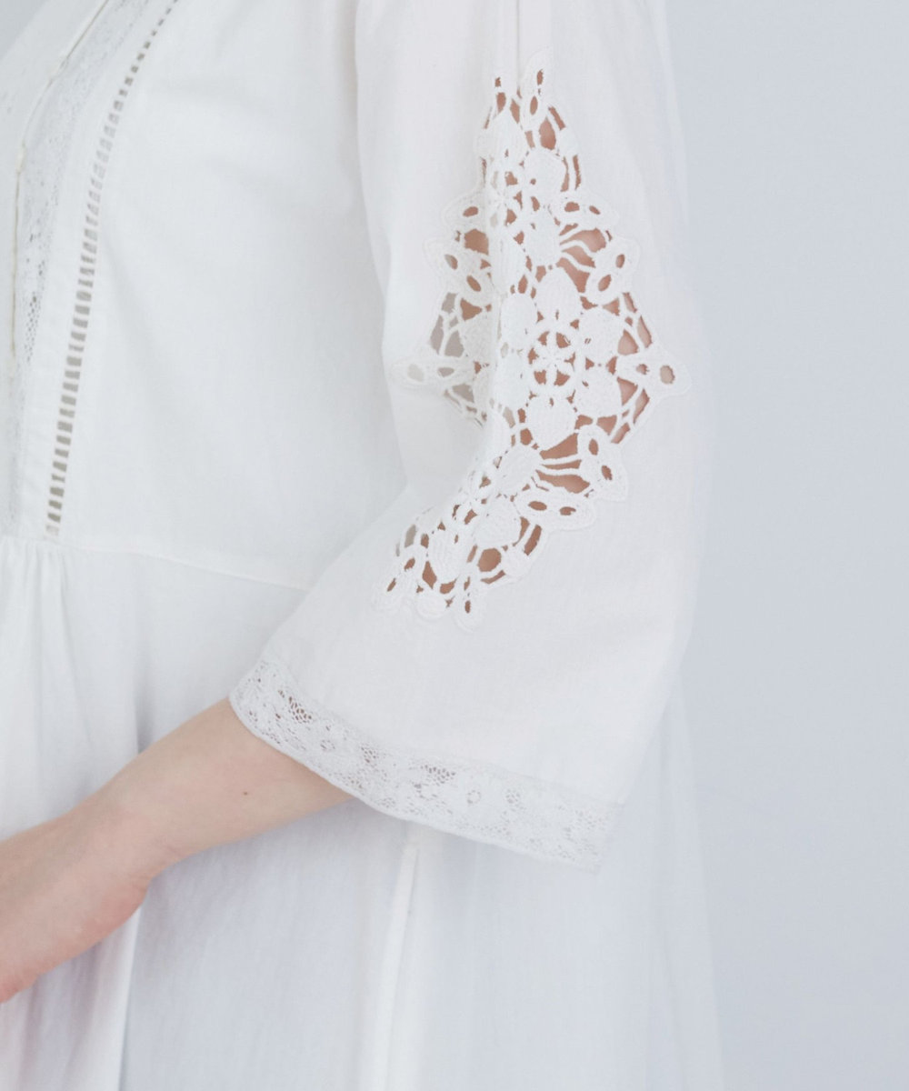 ADIEU TRISTESSE ポプリン刺繍ワンピース オフホワイト