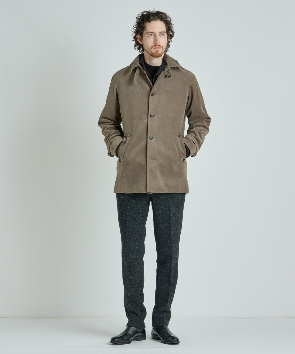 MEN'S BIGI ベロアボンディング ショートコート＜ストレッチ＞ ベージュ