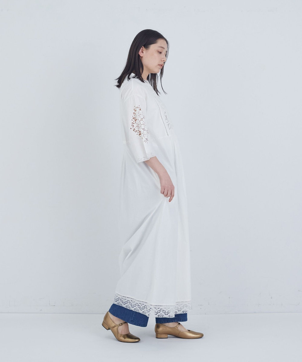 ADIEU TRISTESSE ポプリン刺繍ワンピース オフホワイト