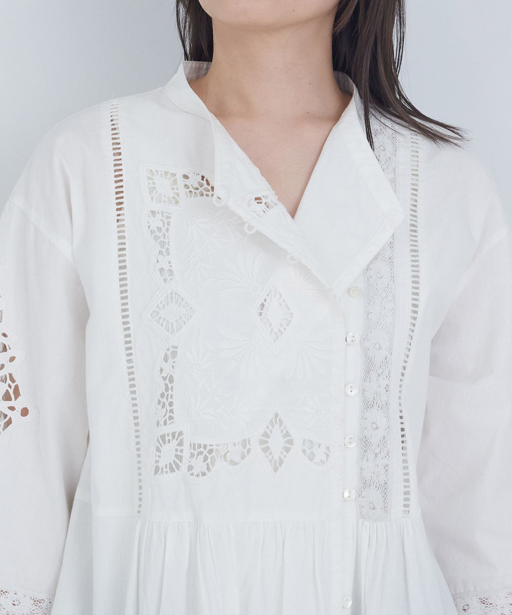 ADIEU TRISTESSE ポプリン刺繍ワンピース オフホワイト
