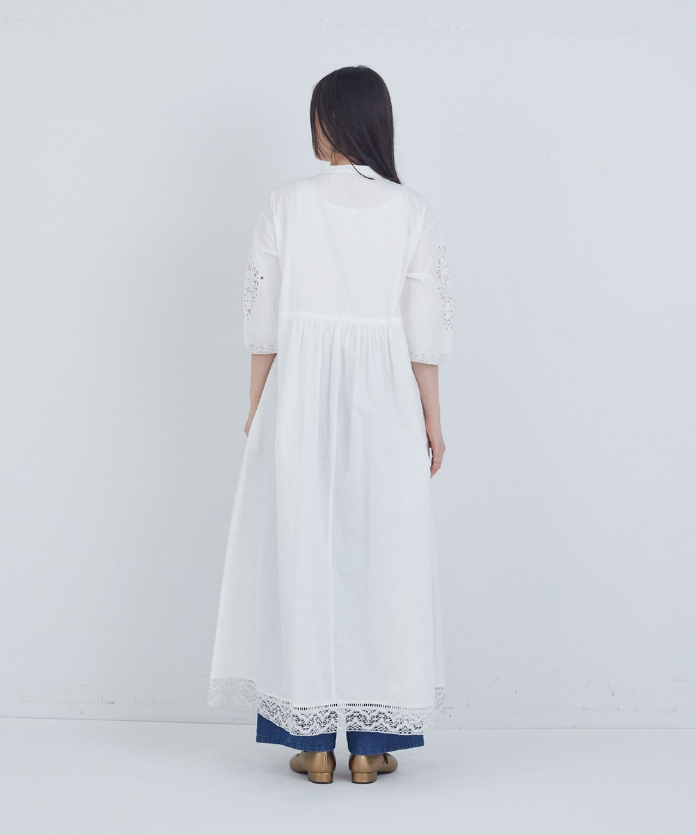ADIEU TRISTESSE ポプリン刺繍ワンピース オフホワイト