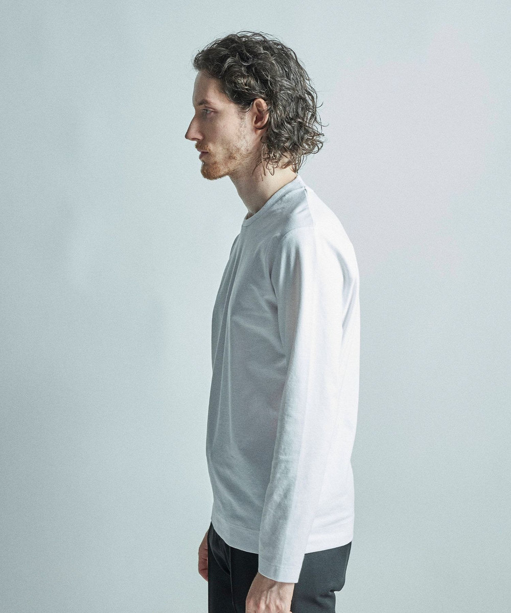 MEN'S BIGI 【ACTIVE TAILOR/アクティブテイラー】シルケットスムースクルーネック長袖Tシャツ ホワイト