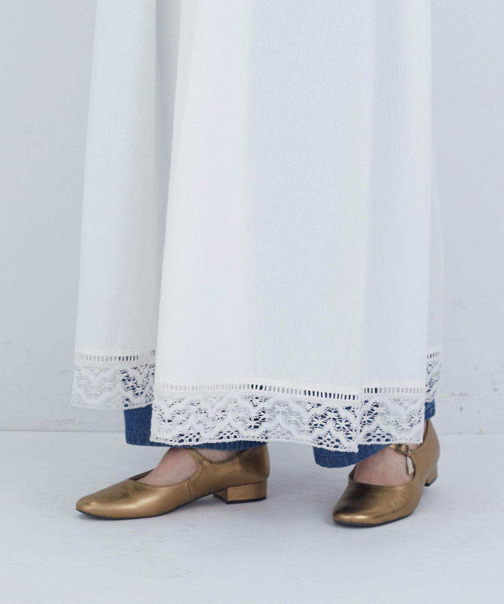 ADIEU TRISTESSE ポプリン刺繍ワンピース オフホワイト