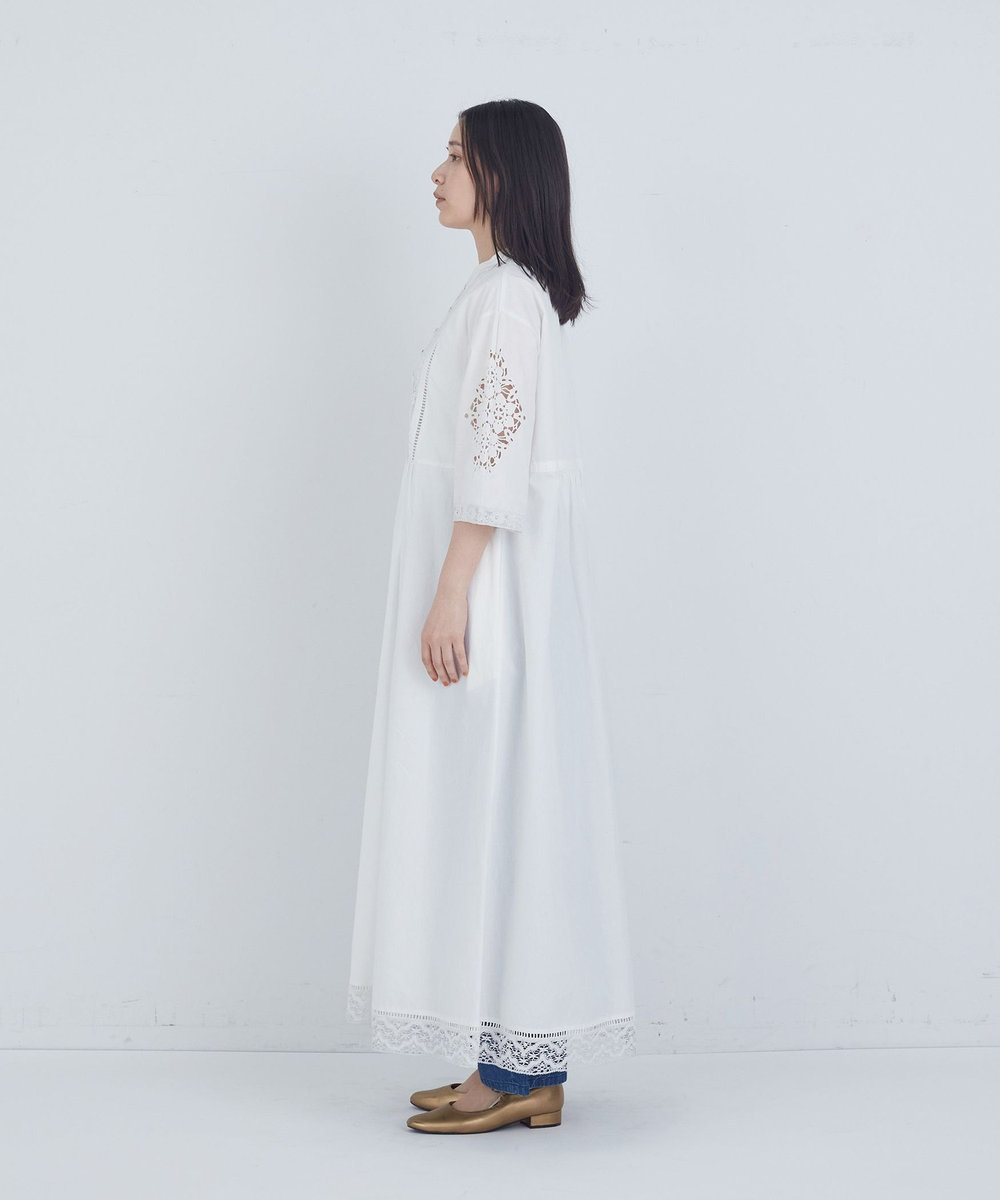 ADIEU TRISTESSE ポプリン刺繍ワンピース オフホワイト