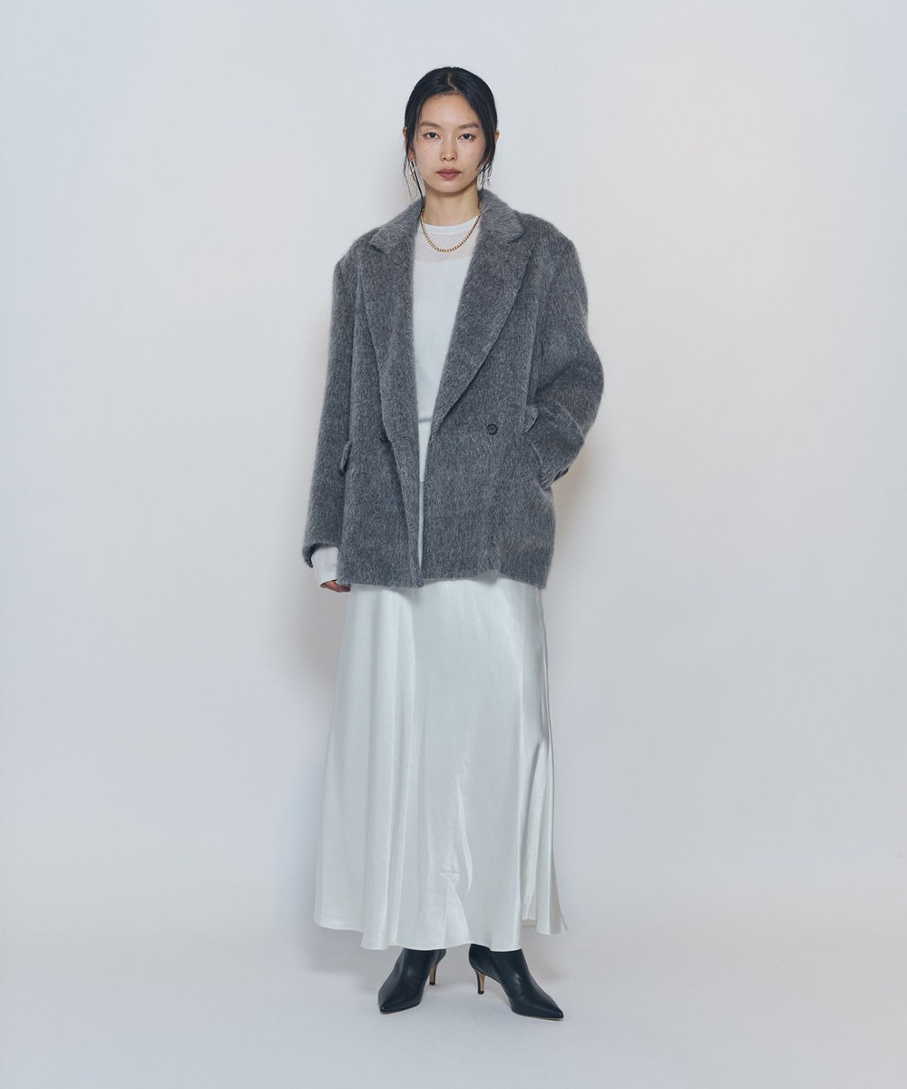 1er Arrondissement アルパカモヘア シャギーオーバージャケット グレー