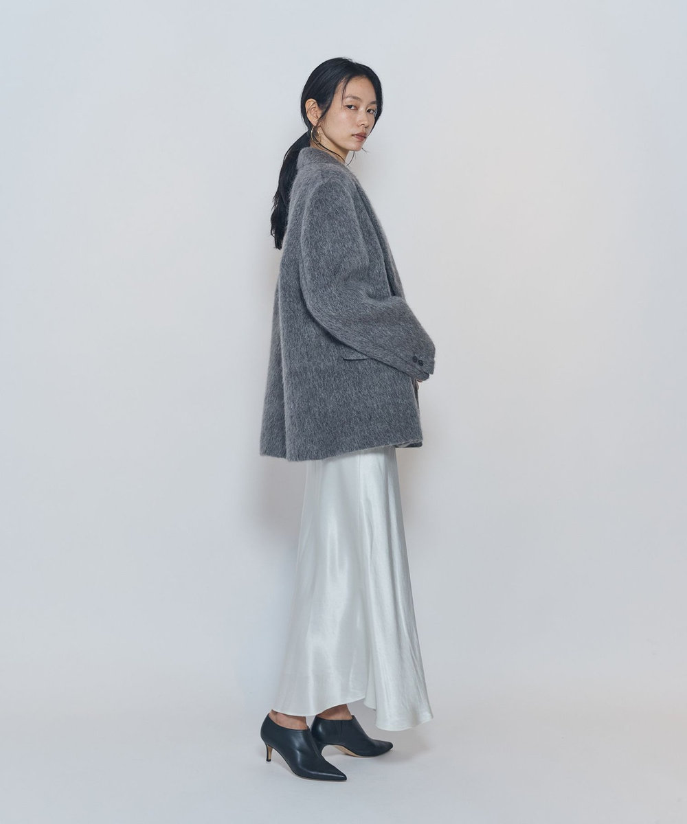 1er Arrondissement アルパカモヘア シャギーオーバージャケット グレー