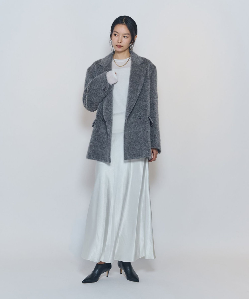 1er Arrondissement アルパカモヘア シャギーオーバージャケット グレー