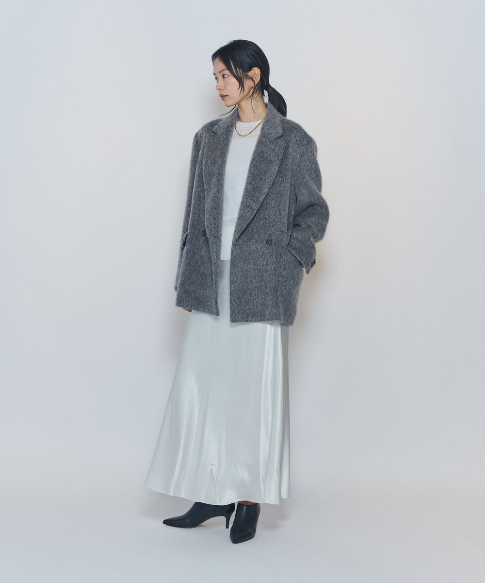 1er Arrondissement アルパカモヘア シャギーオーバージャケット グレー
