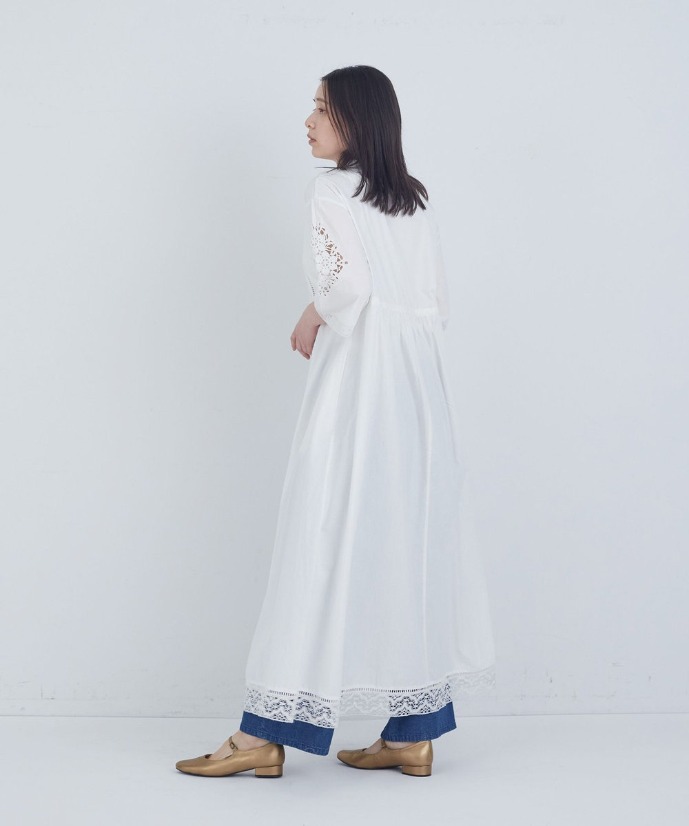ADIEU TRISTESSE ポプリン刺繍ワンピース オフホワイト