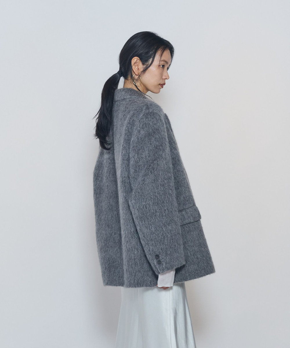 1er Arrondissement アルパカモヘア シャギーオーバージャケット グレー