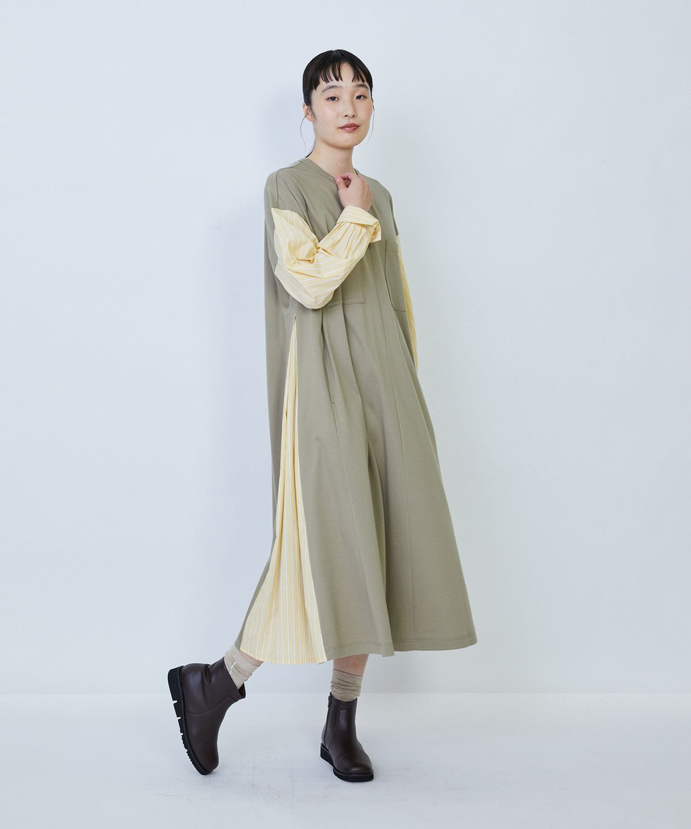 LOISIR コットンポンチコンビネーションワンピース グリーン系その他