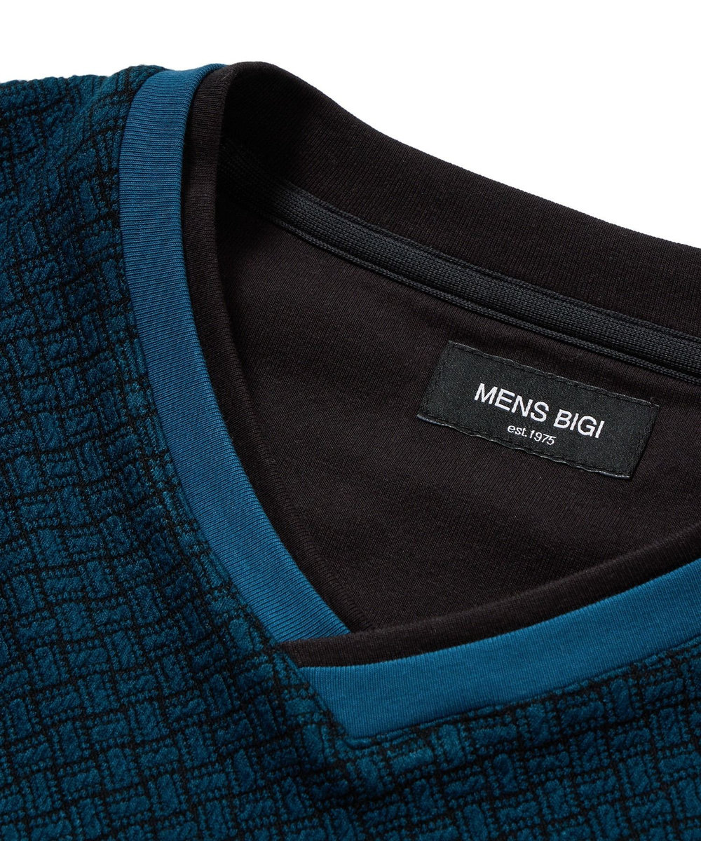 MEN'S BIGI フクレジャカードVネックカットソー ブルー系その他