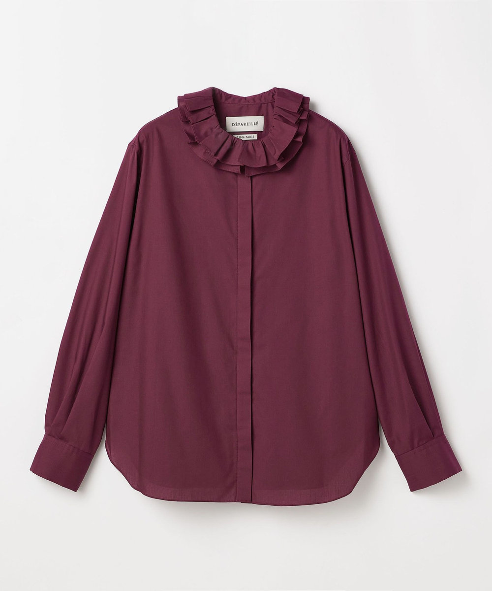 DÉPAREILLÉ POLY COTTON FRILL BLOUSE / ポリコットンフリルブラウス ボルドー
