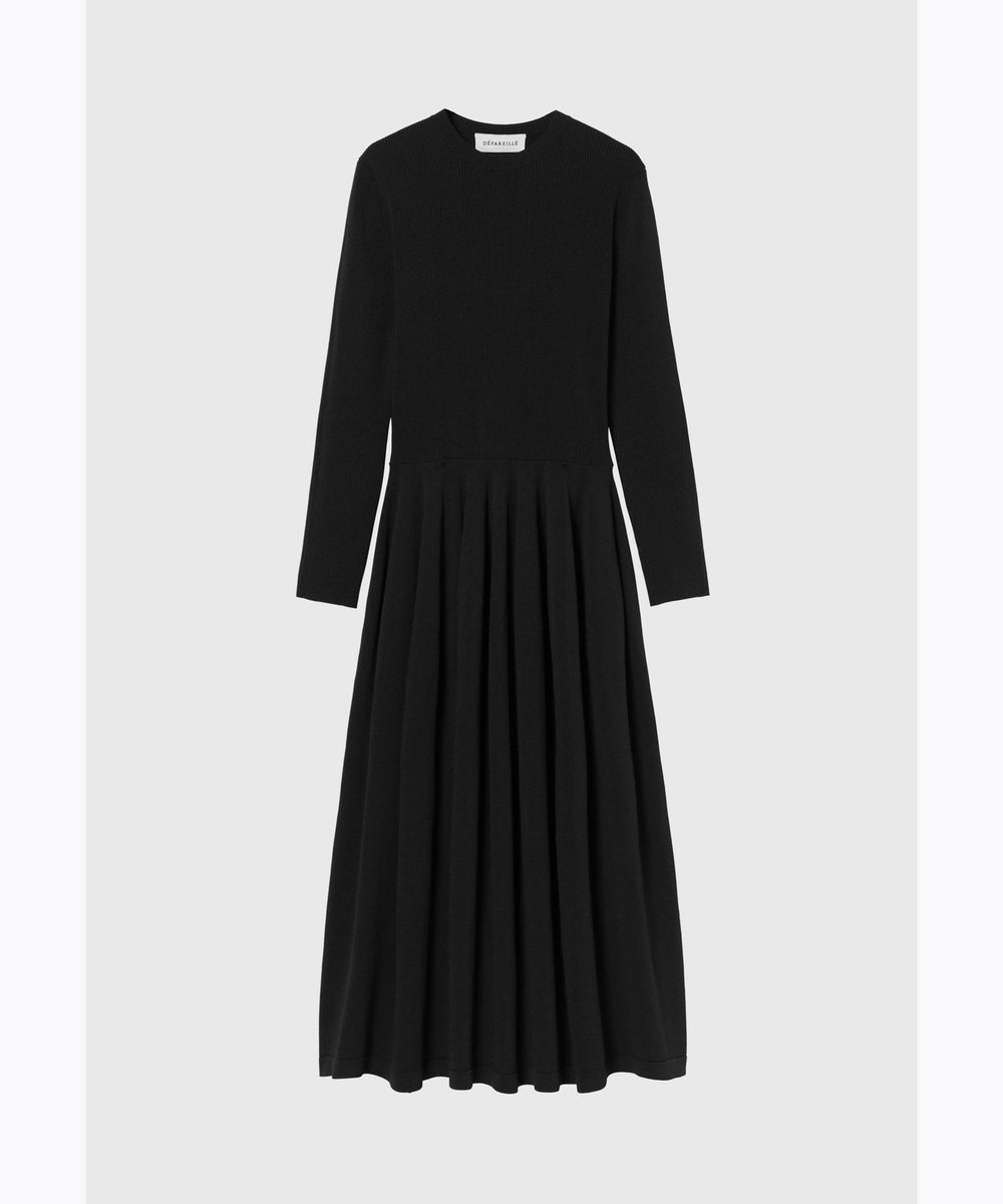 DÉPAREILLÉ POLYESTER JERSEY GATHERED DRESS / ポリエステルジャージーギャザードレス ブラック