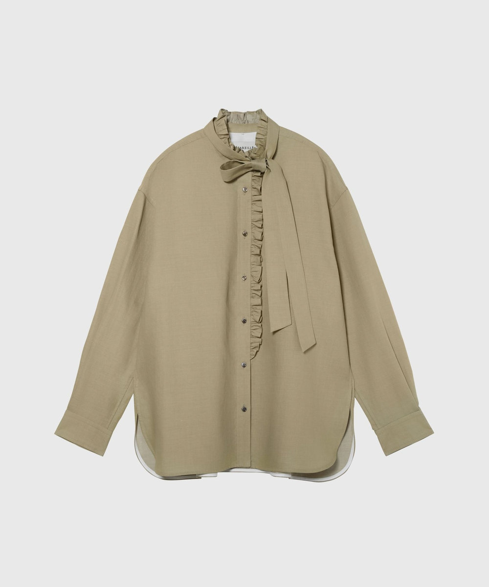 DÉPAREILLÉ LIGHT DENIM BOW SHIRT / ライトデニムボウシャツ ベージュ