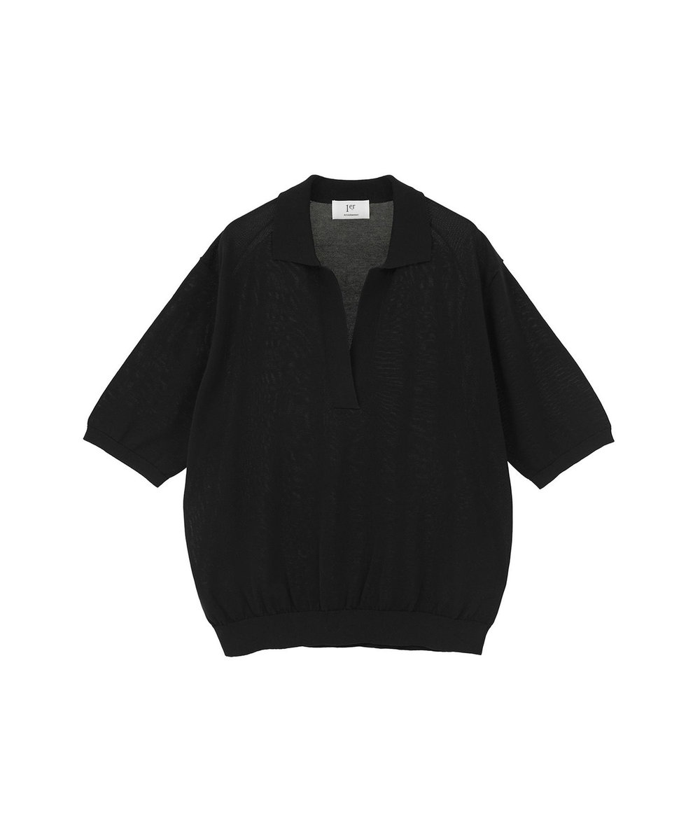 1er Arrondissement スキッパーショートスリーブニット ブラック