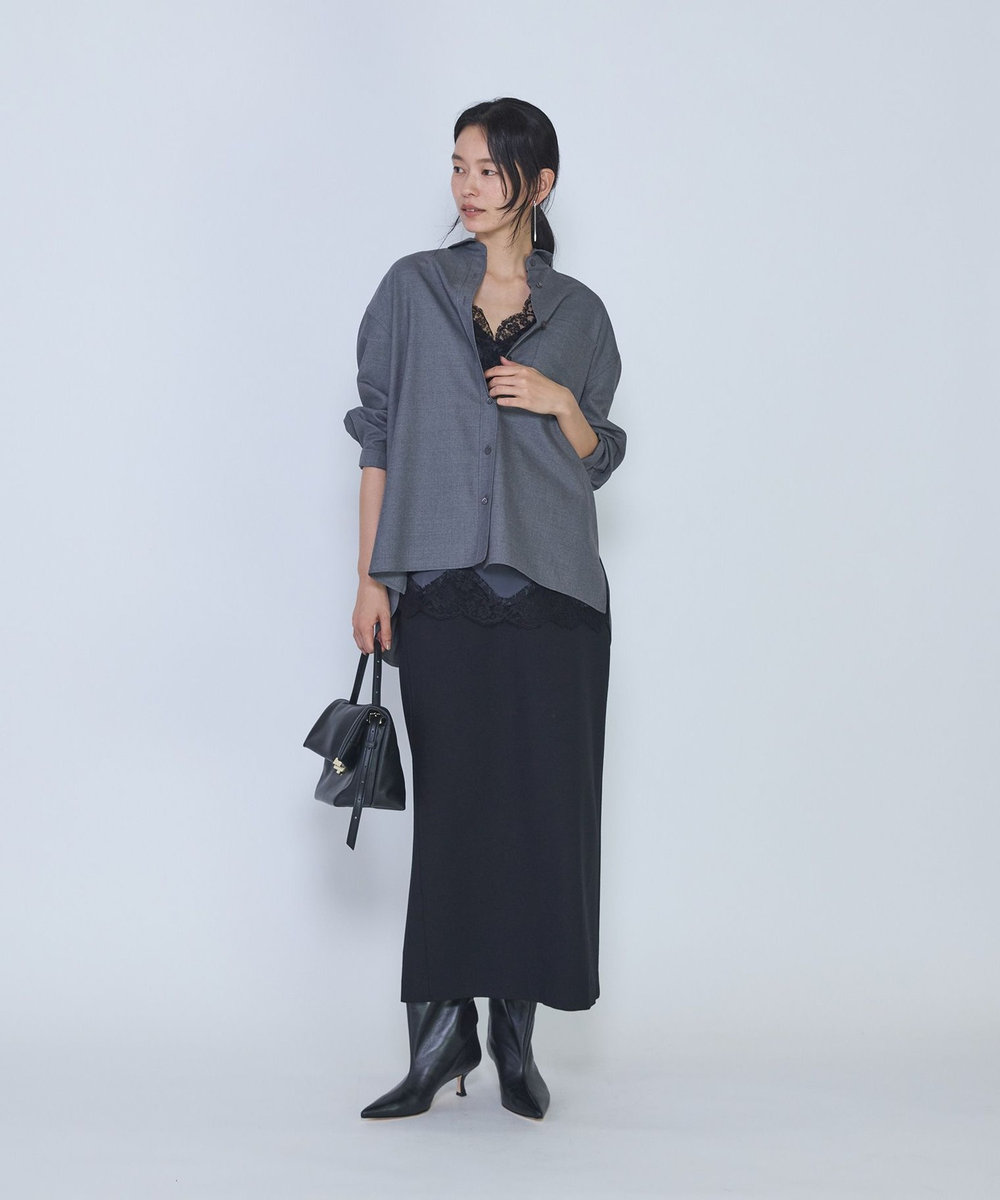 1er Arrondissement ミックスウールシャツ グレー