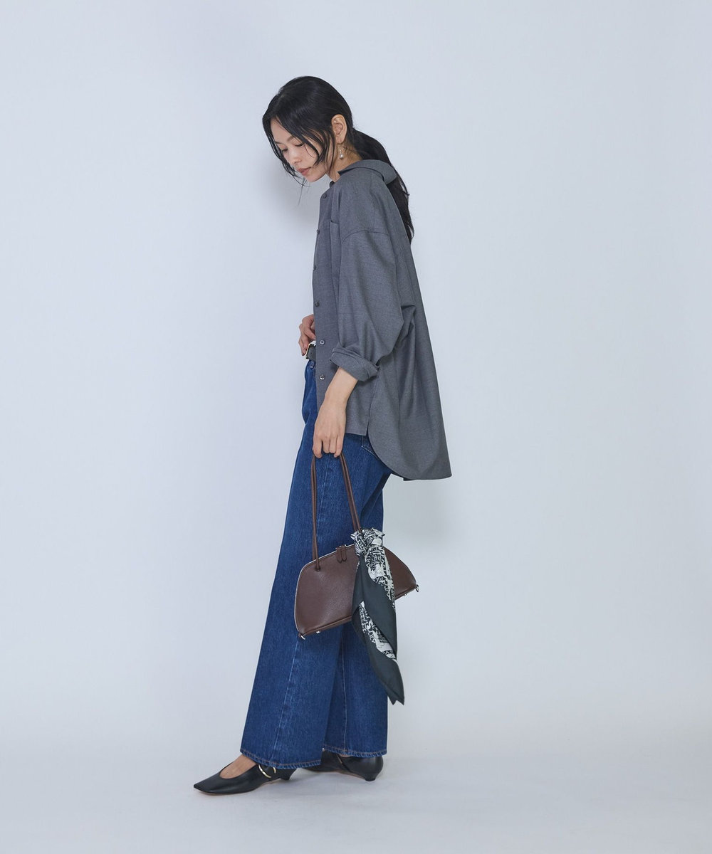 1er Arrondissement ミックスウールシャツ グレー