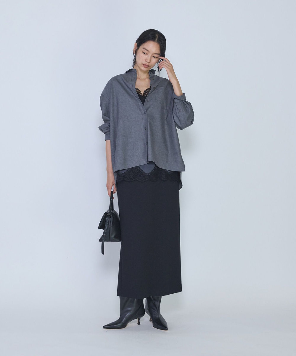 1er Arrondissement ミックスウールシャツ グレー