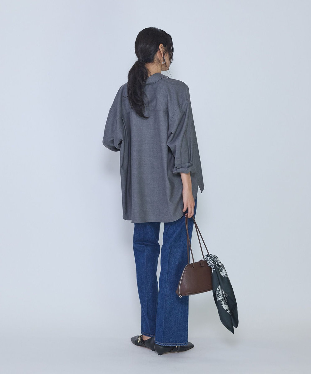 1er Arrondissement ミックスウールシャツ グレー