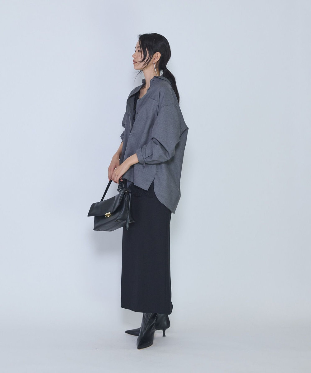1er Arrondissement ミックスウールシャツ グレー