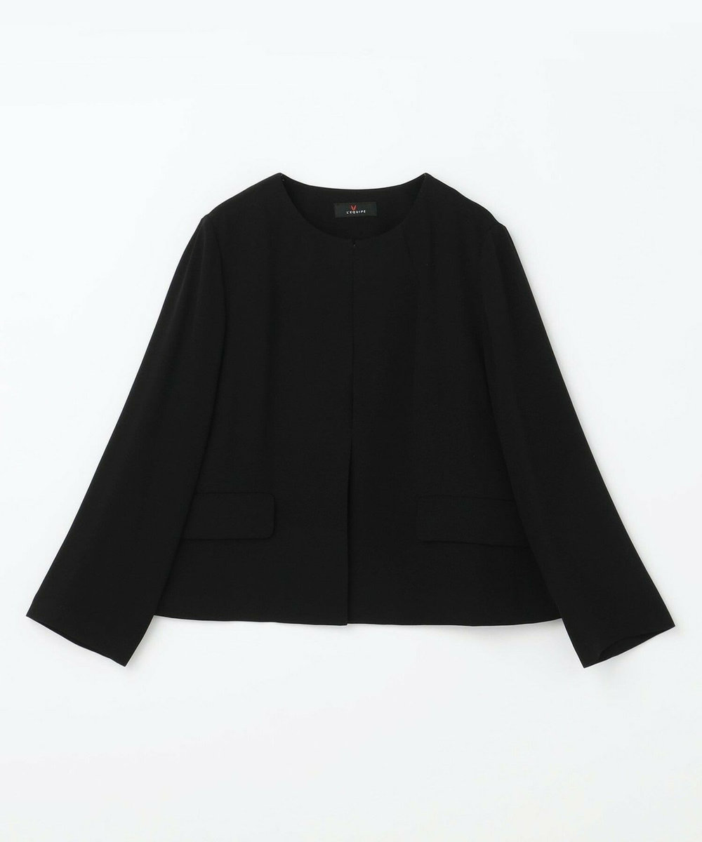 L'EQUIPE Lサイズ（大きいサイズ） 【大きいサイズ】バックサテンノーカラージャケット ブラック