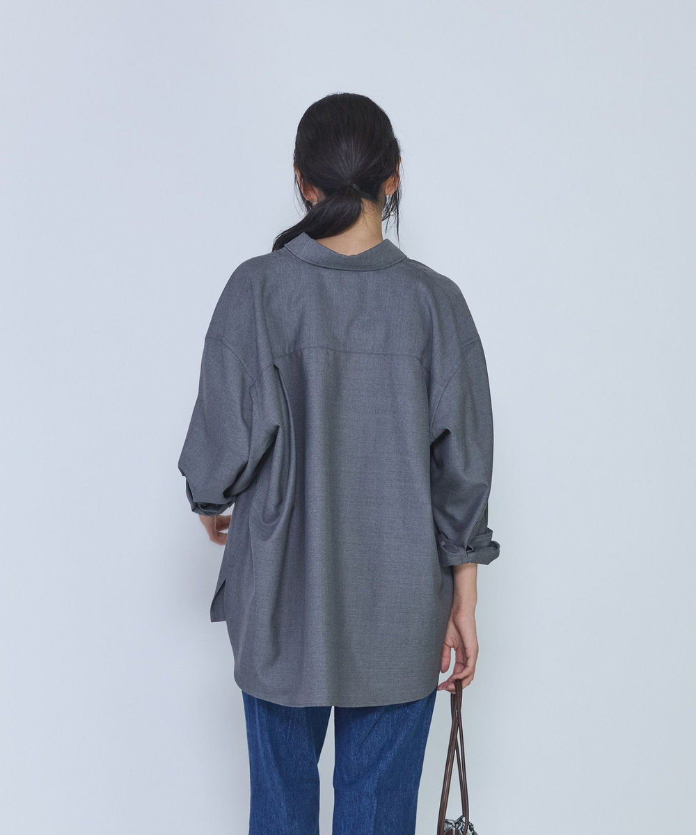 1er Arrondissement ミックスウールシャツ グレー