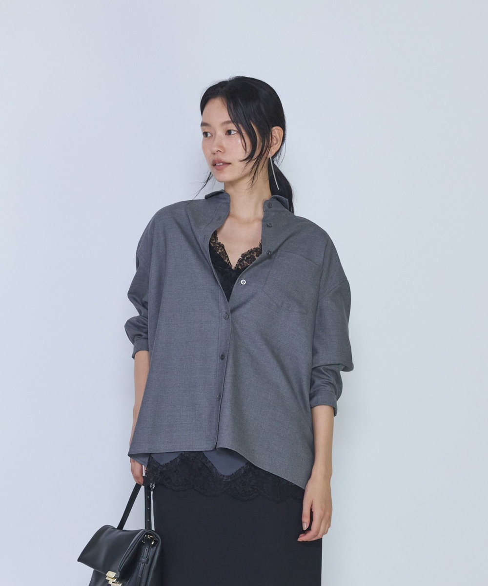 1er Arrondissement ミックスウールシャツ グレー
