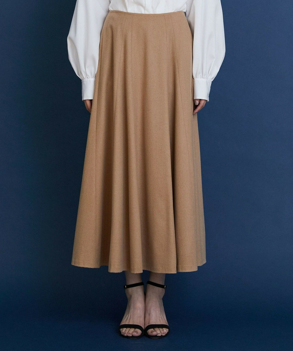 L'EQUIPE COUTURIER ピュアキャメルフレアスカート キャメル