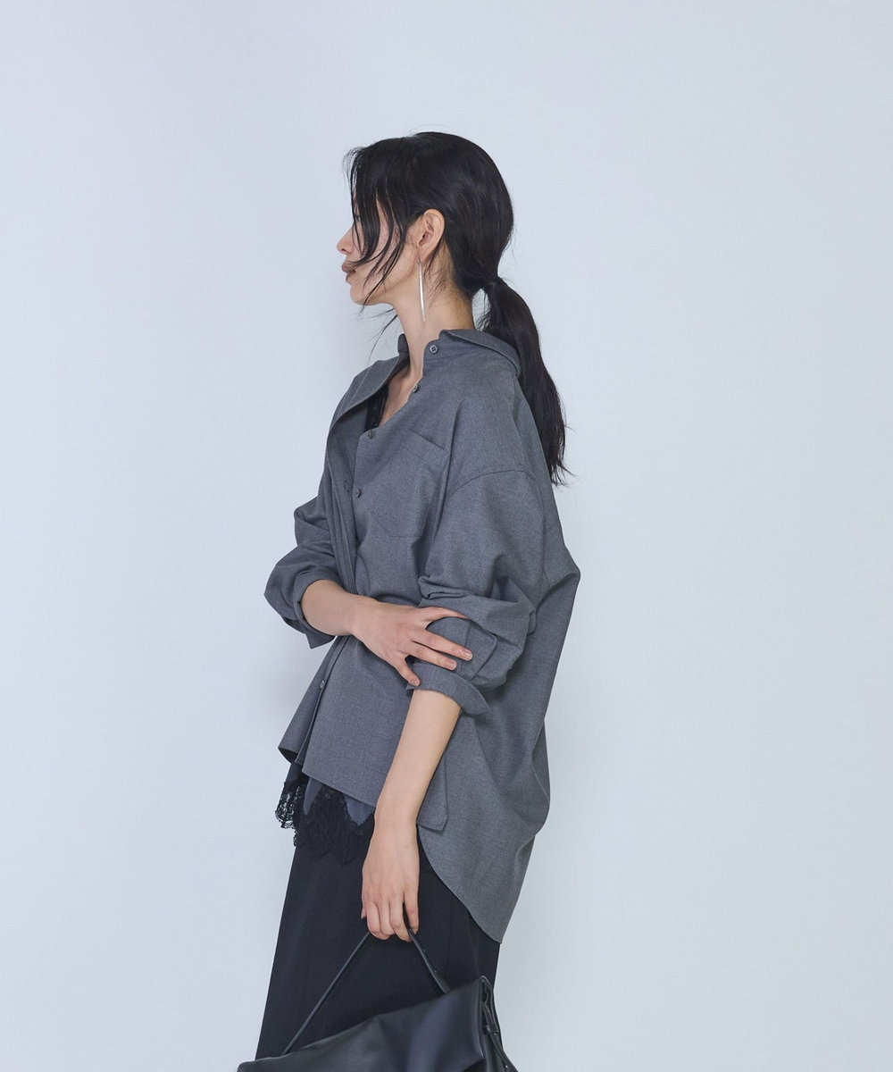 1er Arrondissement ミックスウールシャツ グレー