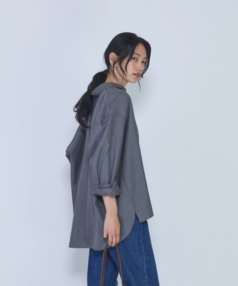 1er Arrondissement ミックスウールシャツ グレー