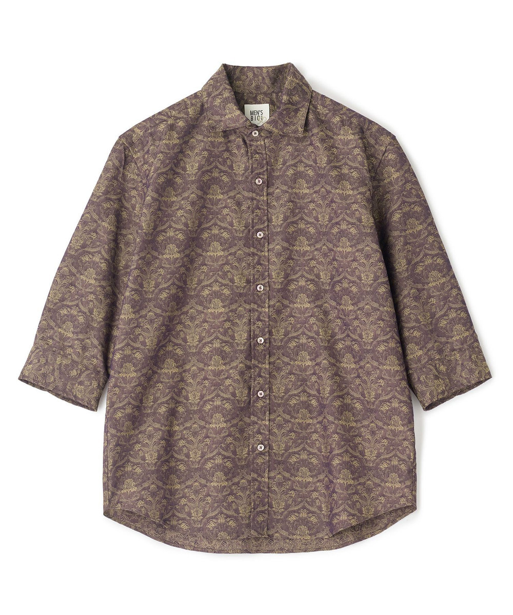 MEN'S BIGI 【LIBERTY/リバティ】フラワージャガード 七分袖シャツ ブラウン