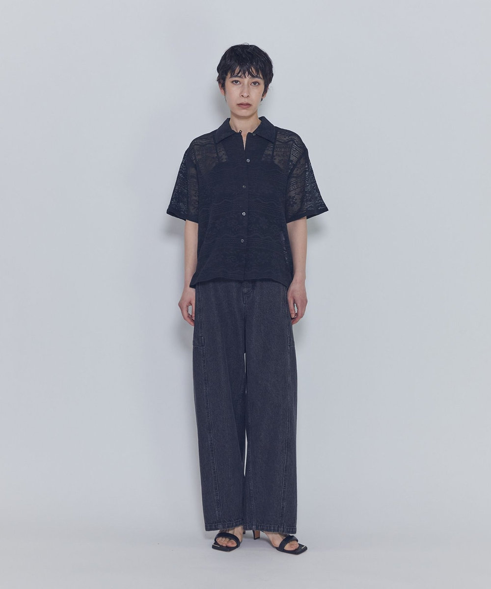 1er Arrondissement ブラックデニムカーブパンツ ブラック