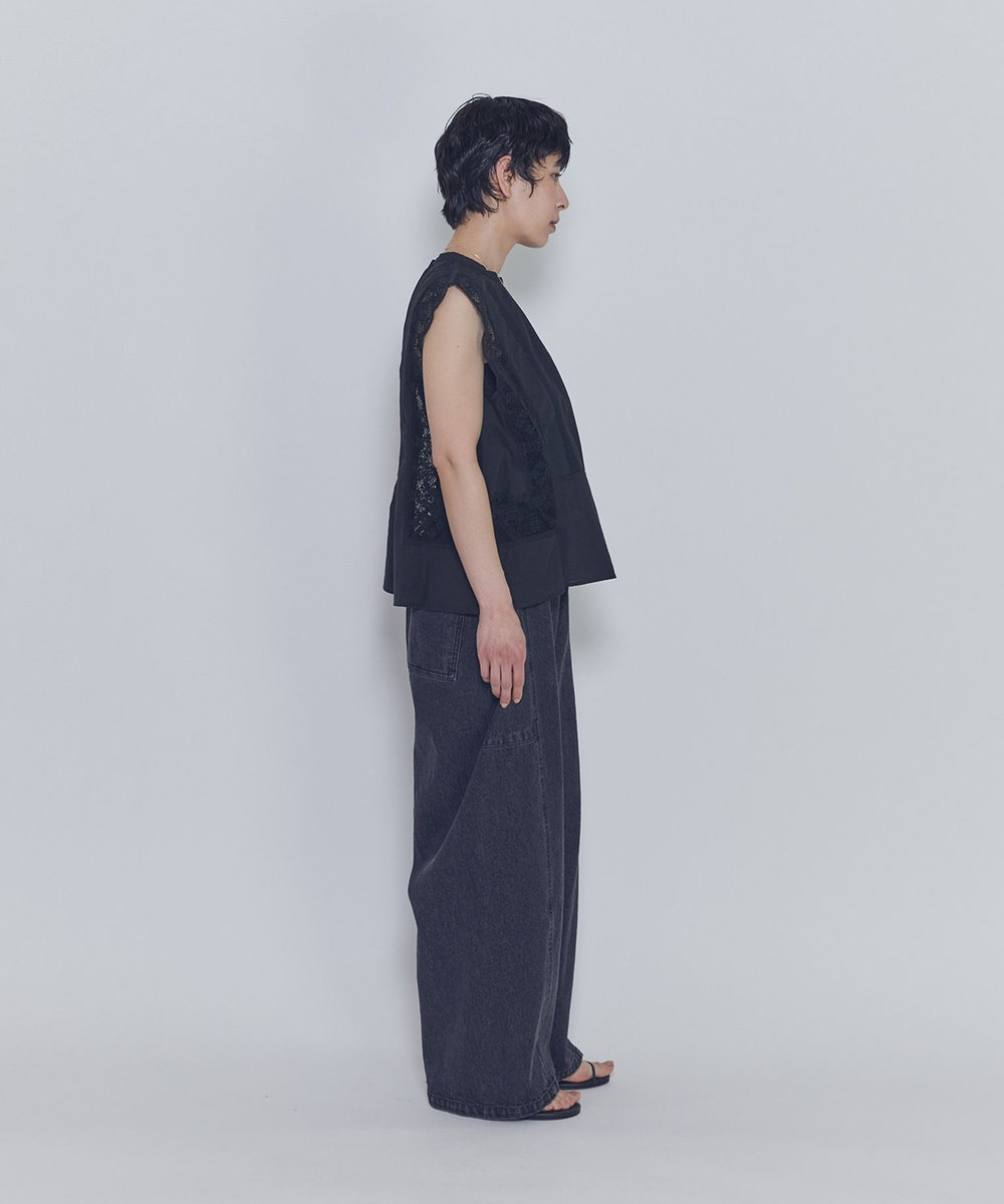 1er Arrondissement ブラックデニムカーブパンツ ブラック