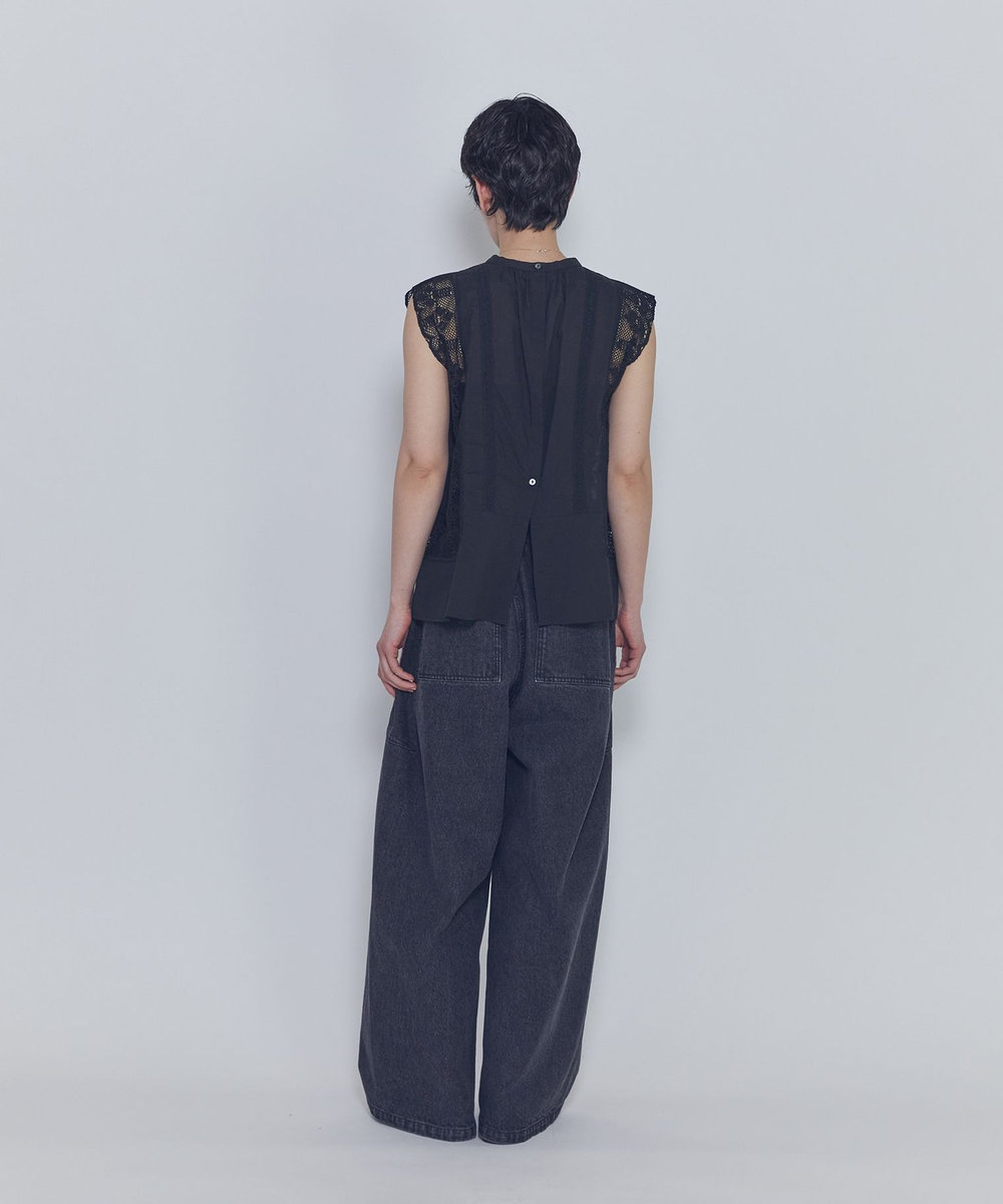 1er Arrondissement ブラックデニムカーブパンツ ブラック