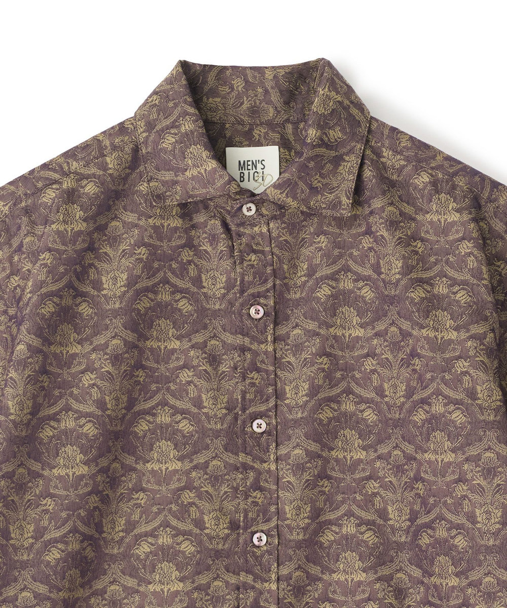 MEN'S BIGI 【LIBERTY/リバティ】フラワージャガード 七分袖シャツ ブラウン