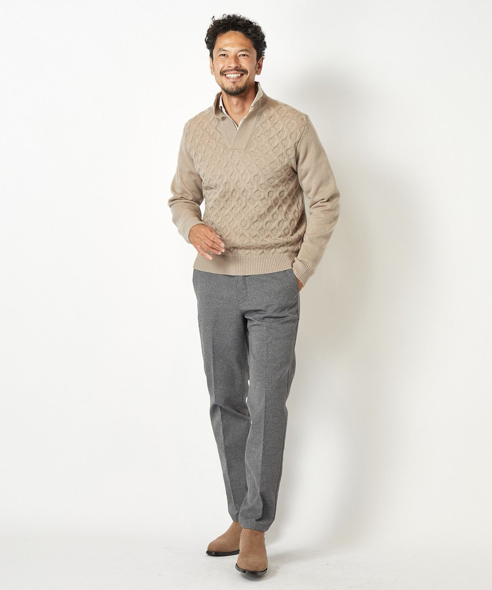 MEN'S BIGI 7Gハニカムスキッパーニット ベージュ