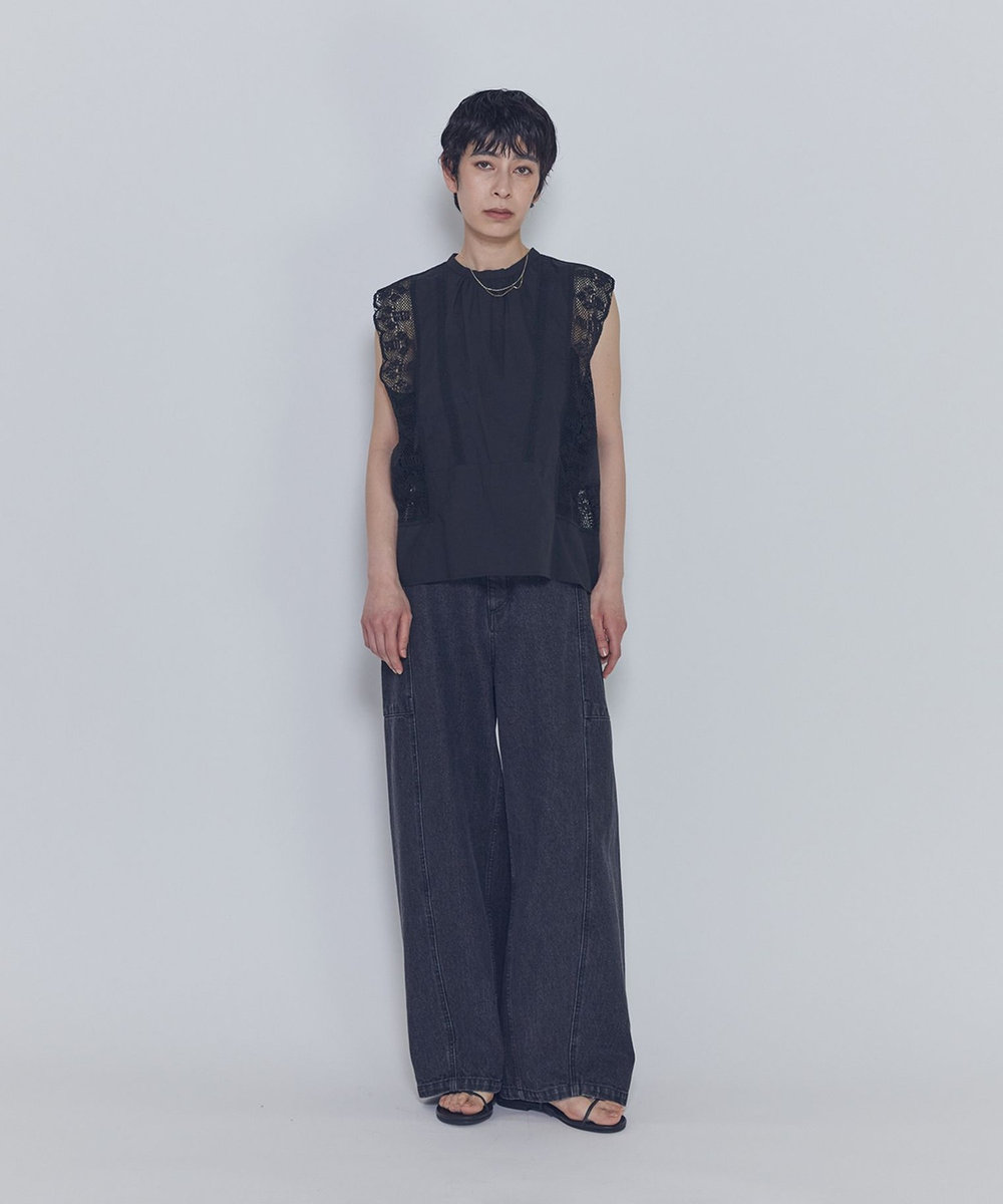1er Arrondissement ブラックデニムカーブパンツ ブラック