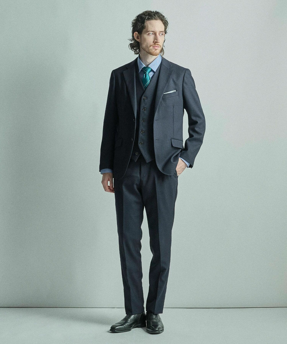 MEN'S BIGI ミックスヤーン/ホップサック テーラードジャケット ネイビー