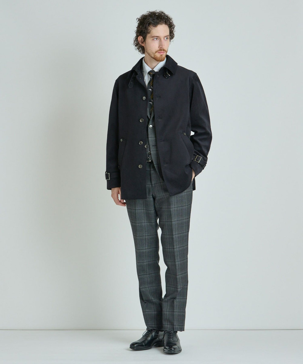 MEN'S BIGI ベロアボンディング ショートコート＜ストレッチ＞ ブラック