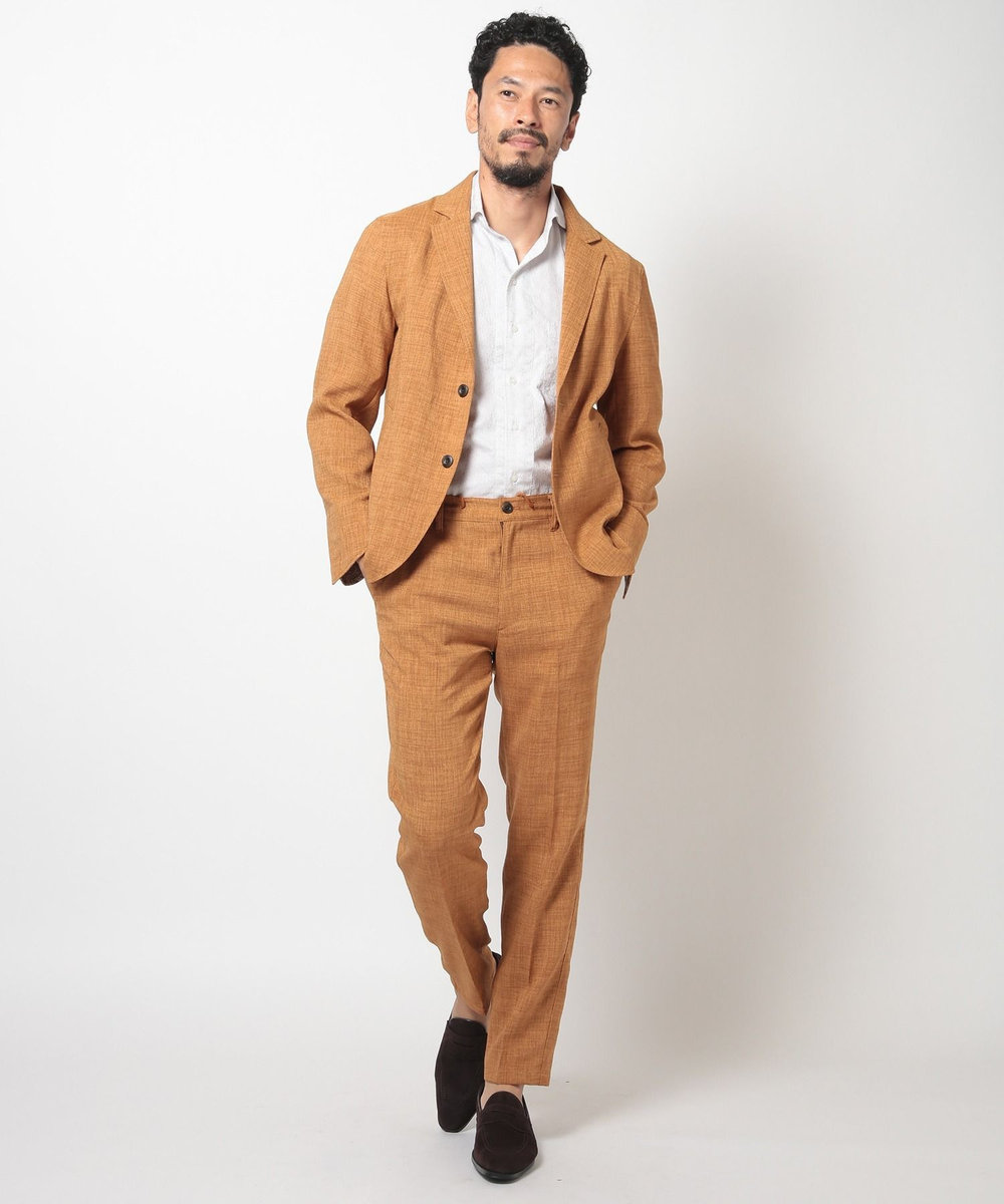 MEN'S BIGI ポリエステルブッチャーストレッチテーラードジャケット＜セットアップ対応＞ ブラウン
