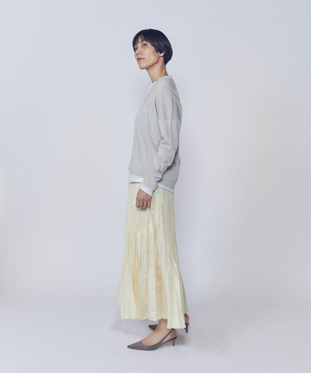 1er Arrondissement ワッシャーサテンランダムプリーツスカート イエロー
